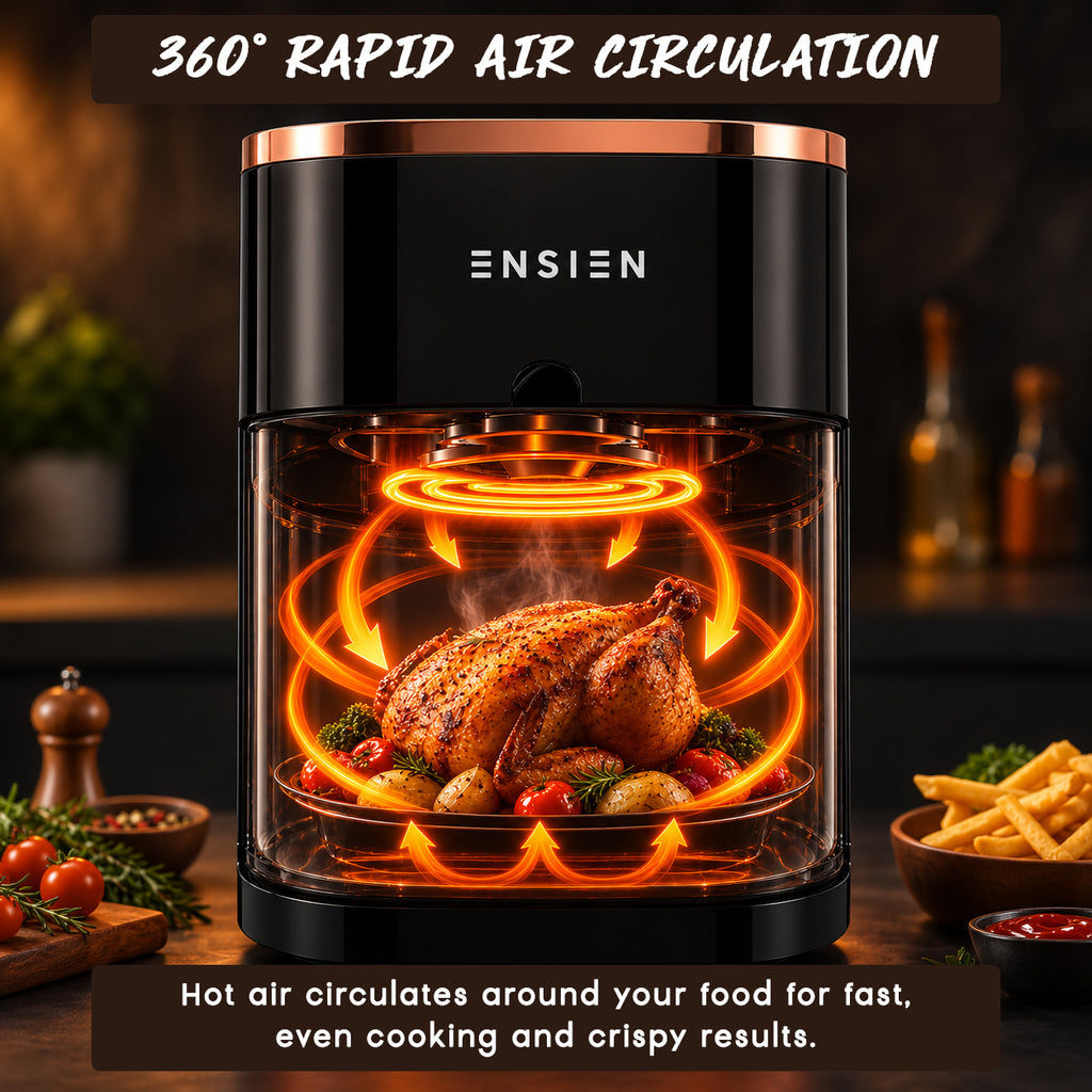 Ensien 4L Digital Air Fryer | 360° Rapid Air, Non-Stick Basket | EN-AF-4L