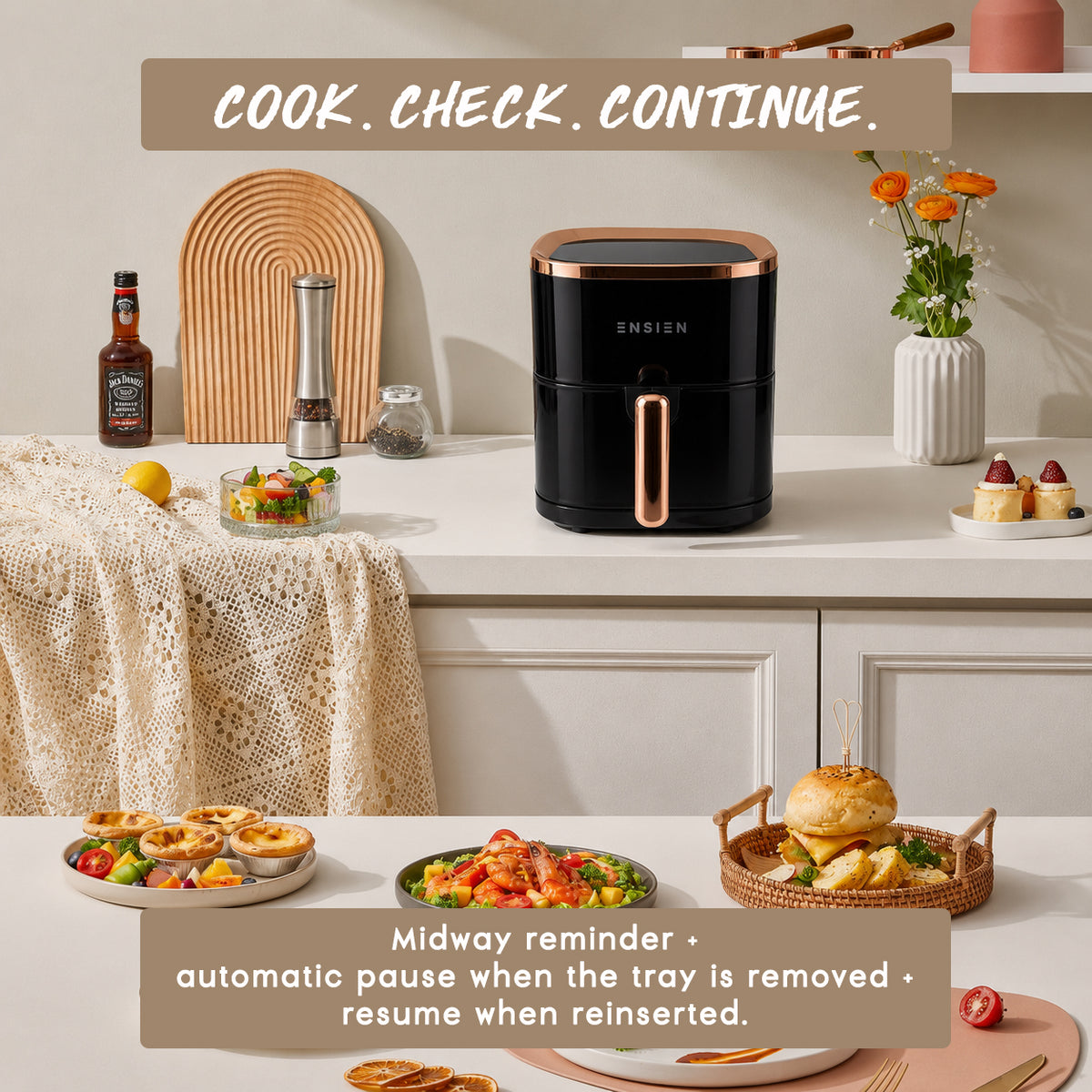 Ensien 4L Digital Air Fryer | 360° Rapid Air, Non-Stick Basket | EN-AF-4L